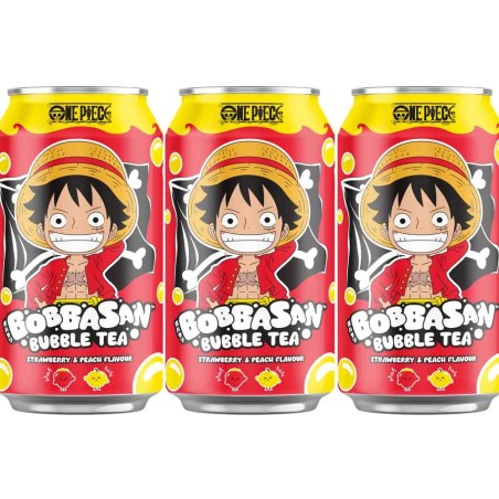 3 botes de ultra ice tea Sabor Fresa y melocotón Luffy One piece 33 ml cada uno