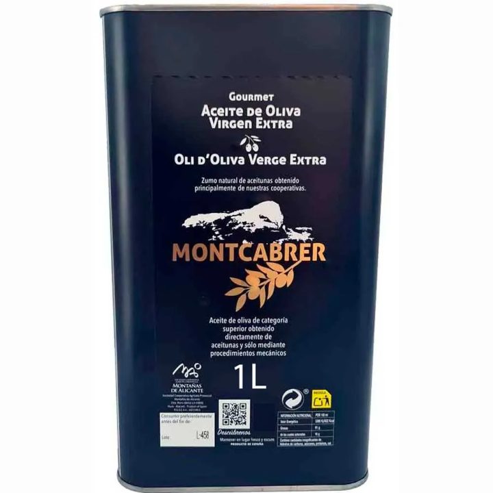 Aceite Montcabrer Virgen Extra 1 litro procedencia Comunidad Valenciana