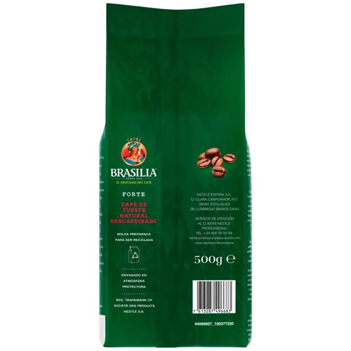 TRASERA Café en grano Descafeinado 500gr | Brasilia Medalla Oro