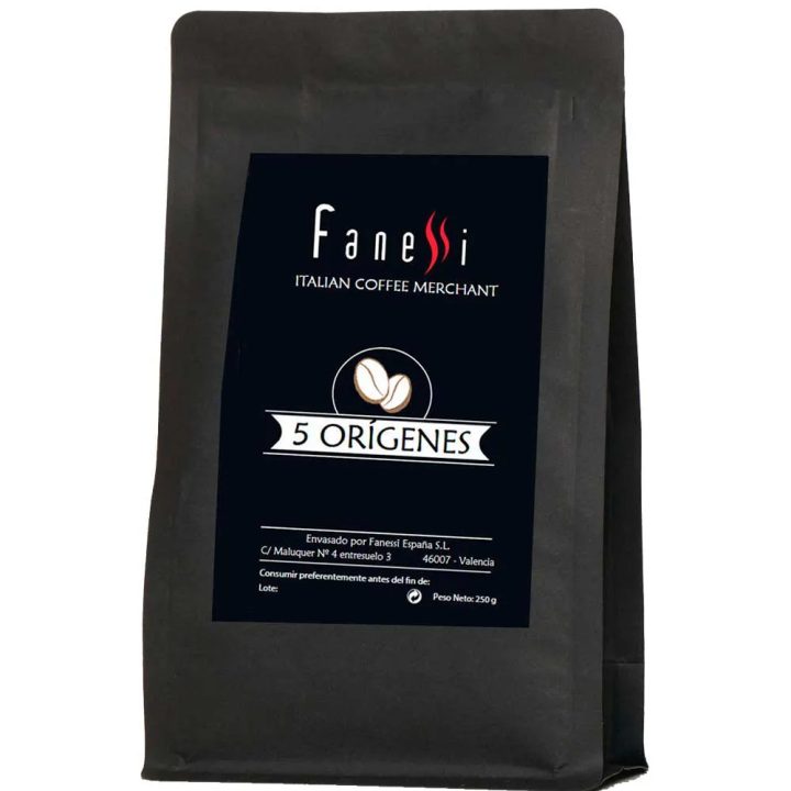 5 orígenes Fanessi 250 gr café en grano de especialidad