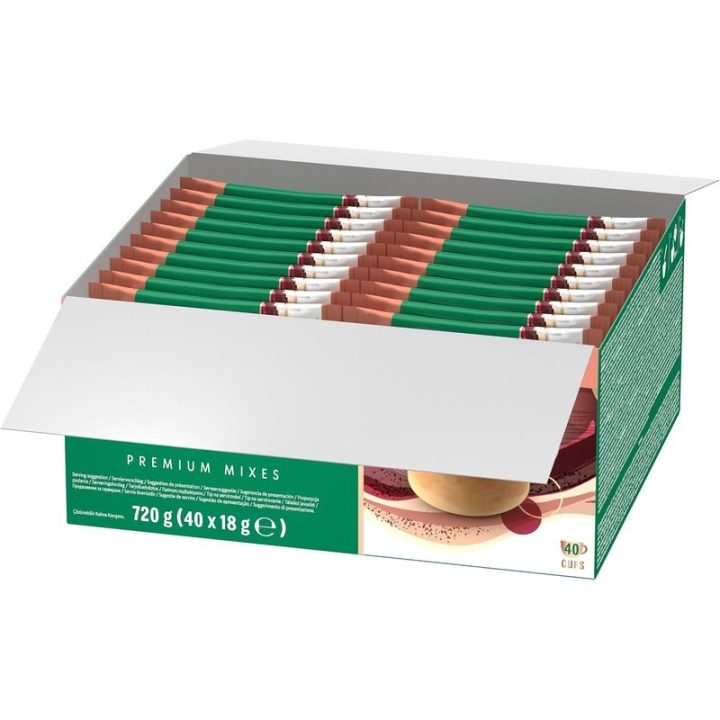Caja abierta con los 40 sobres Starbucks Cappuccino
