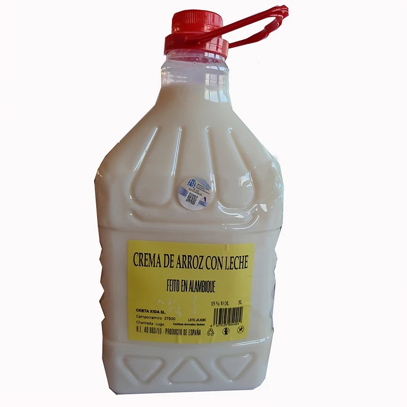Crema de Arroz con leche 3 litros hecho en alambique de la marca Peliqueiro Crema de Arroz con leche 3 litros hecho en alambique de la marca Peliqueiro
